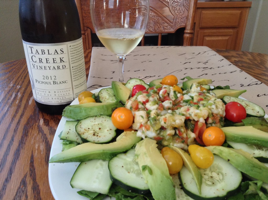 Ceviche and Tablas Creek Picpoul Blanc