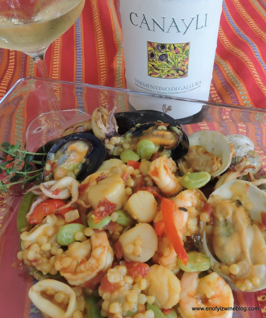 Sardinian Seafood Paella and Cantina Di Gallura Canayli Vermentino #ItalianFWT